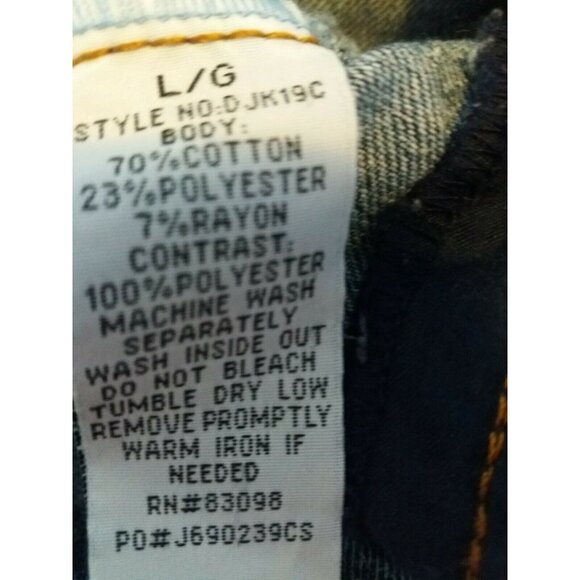 Juniors Ci Sono Hooded Jean Jacket Size Lg Blue Distressed Removable Hood - Picture 9 of 9